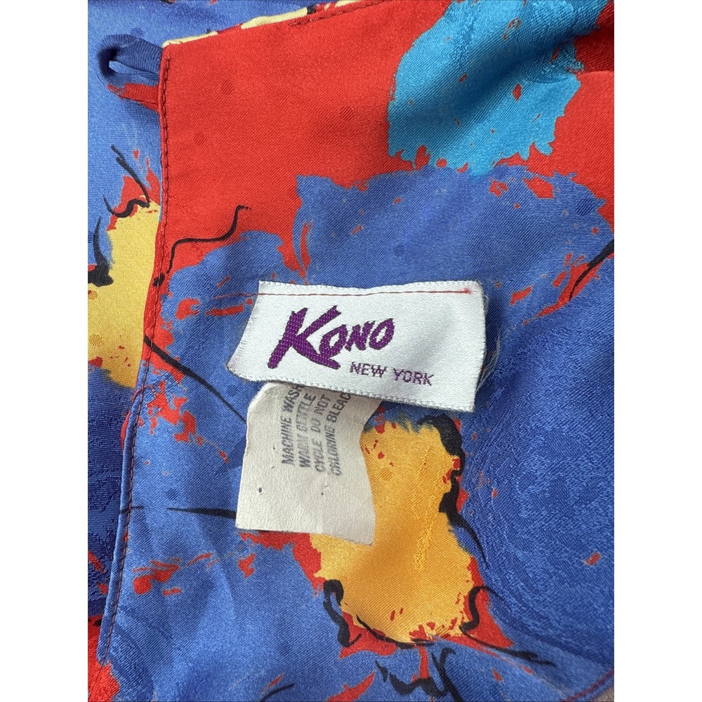 Kono Vintage Dress Womens 5/6 Red Blue Floral lined pockets shoulder pads - Picture 5 of 14